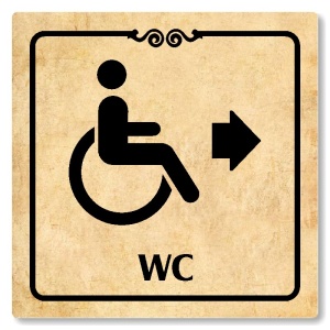 WC invalidé vpravo, 100x100mm, pergamen, Texas
